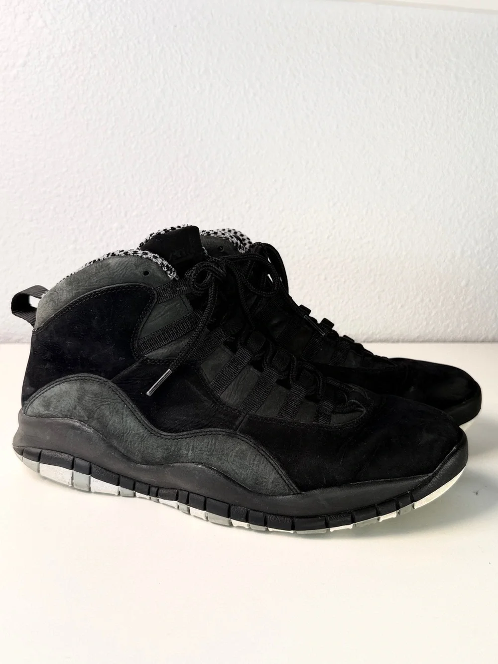 Nike Air Jordan 10 Retro Stealth Black Nubuck Checkered Size 10 Basketball Shoes
